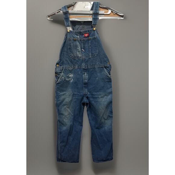 Dickies Dungarees Adult 42x28 Blue Overalls Bib Denim Work Wear Carpenter Mens - Picture 1 of 12
